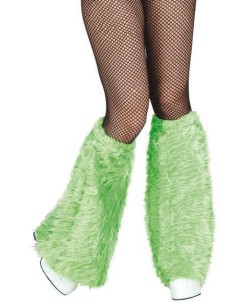 Grüne Plüsch-Beinwärmer - Hochwertige, ideal für Karneval, Themenpartys und besondere Veranstaltungen.